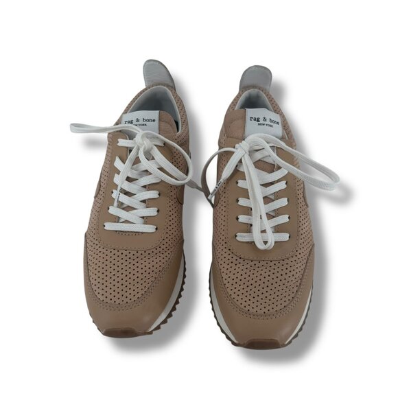 rag & bone Retro Runner Honey Beige Leather Aerated Sneakers 37.5 - Picture 2 of 5